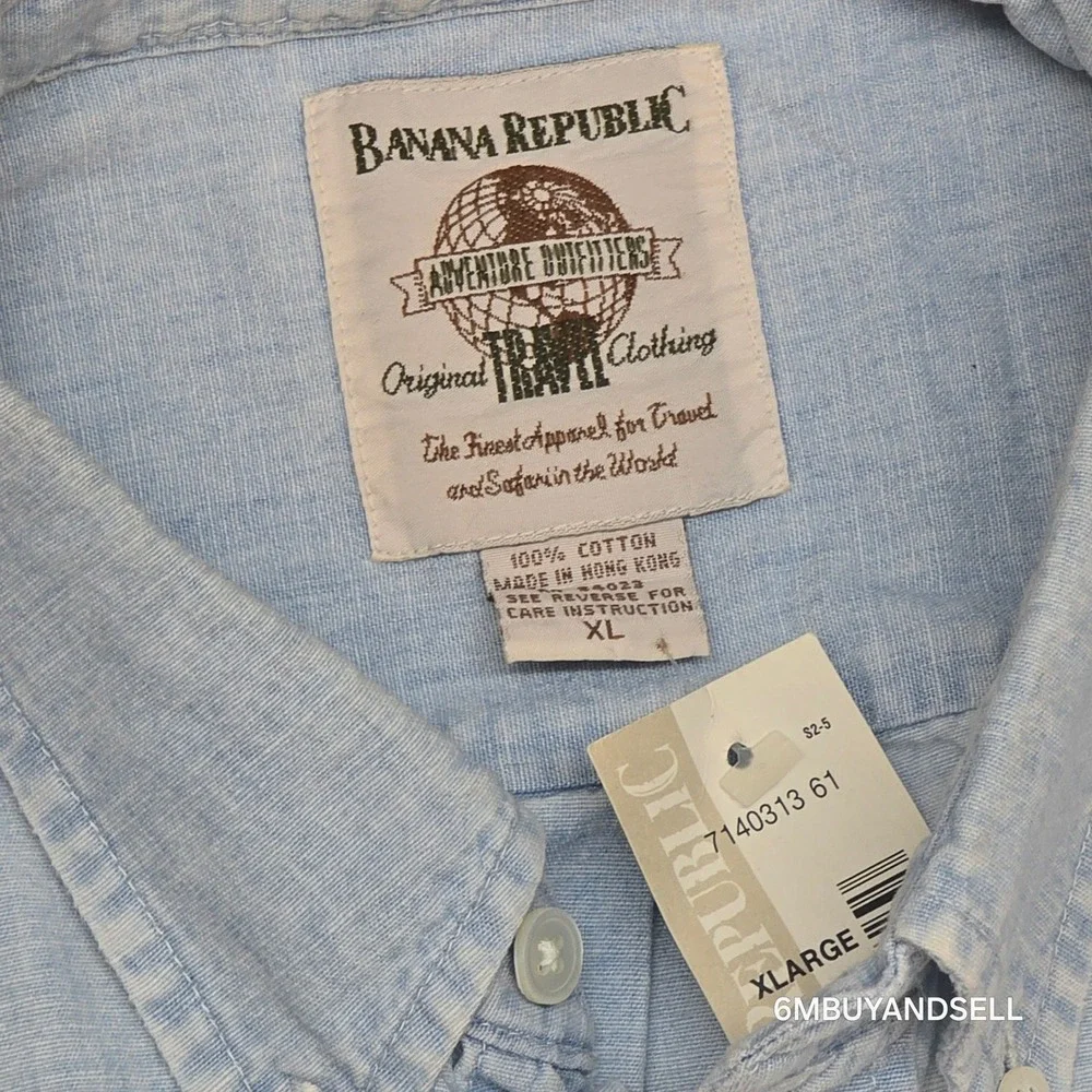 Banana Republic Vintage Adventure Outfitters Cotton Shirt XL Light‎ Blue 7140313